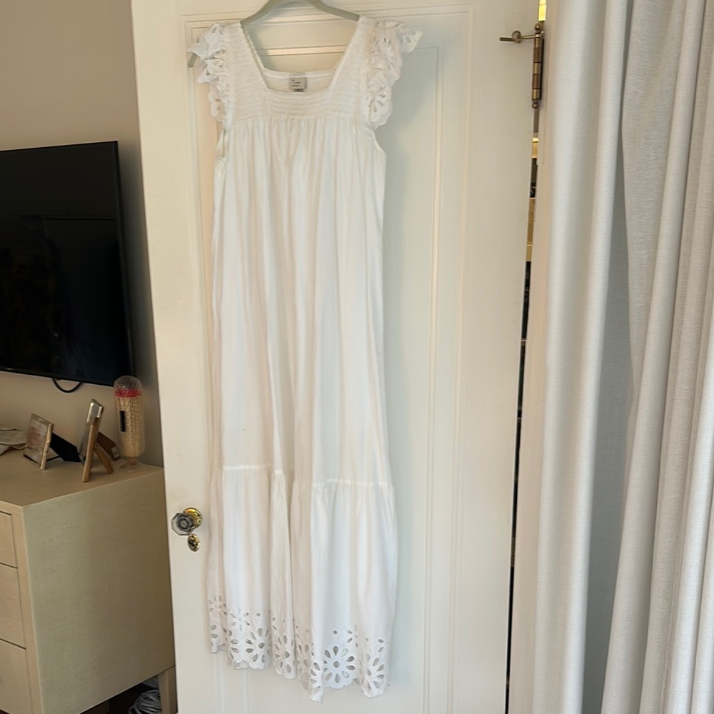 White Sleeveless Maxi Dress with eyelet Details